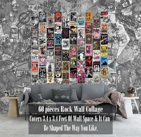 مجموعة ملصقات الحائط من JZHLLOY Punk Hip Hop/Rap | ملصقات الروك أند رول لجمالية الغرفة | ألبوم ريترو فريد يغطي ملصقًا جماليًا | ملصقات مغني الراب in Kuwait