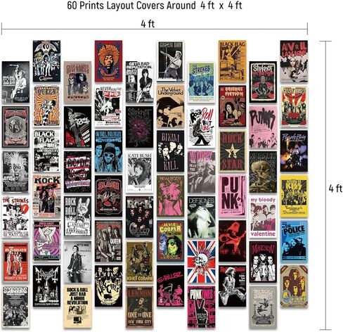 مجموعة ملصقات الحائط من JZHLLOY Punk Hip Hop/Rap | ملصقات الروك أند رول لجمالية الغرفة | ألبوم ريترو فريد يغطي ملصقًا جماليًا | ملصقات مغني الراب in Kuwait