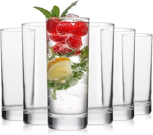 OUWO Highball Glasses Set of 6, 11.5oz Tall Drinking Glasses, Water Glass for Kitchen, Mojito Glass Cups, Cocktail Glasses for Bar Glassware in Saudi Arabia