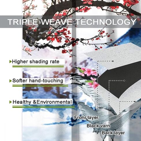 Retro Japanese Blackout Curtains for Bedroom,Watercolor Ink Samurai Red Sun Mountain Cherry Blossoms Grommet Thermal Insulated Room Darkening Curtains Window Curtains 2 Panels 45L x 21W in Saudi Arabia