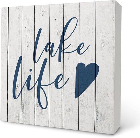 Lake Wooden Box Sign - Lake House Decor, Lake Life Decor, 5x5 Wooden Sign, Lake Themed Decor, Lake Life Gifts, Lake House Decor for the Home in Saudi Arabia