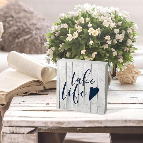 Lake Wooden Box Sign - Lake House Decor, Lake Life Decor, 5x5 Wooden Sign, Lake Themed Decor, Lake Life Gifts, Lake House Decor for the Home in Saudi Arabia