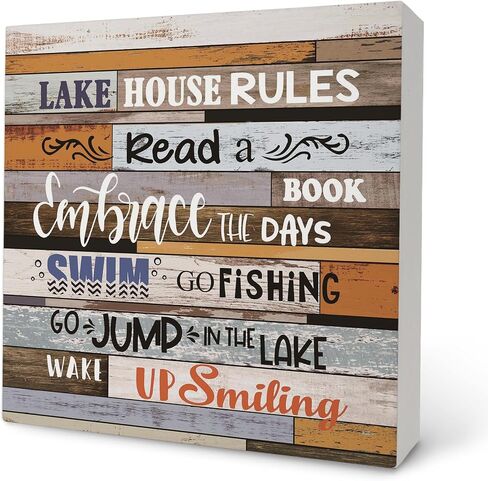 Lake Wooden Box Sign - Lake House Decor, Lake Life Decor, 5x5 Wooden Sign, Lake Themed Decor, Lake Life Gifts, Lake House Decor for the Home in Saudi Arabia