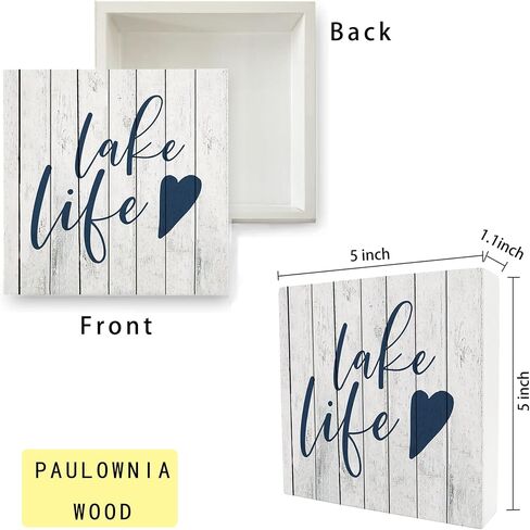 Lake Wooden Box Sign - Lake House Decor, Lake Life Decor, 5x5 Wooden Sign, Lake Themed Decor, Lake Life Gifts, Lake House Decor for the Home in Saudi Arabia