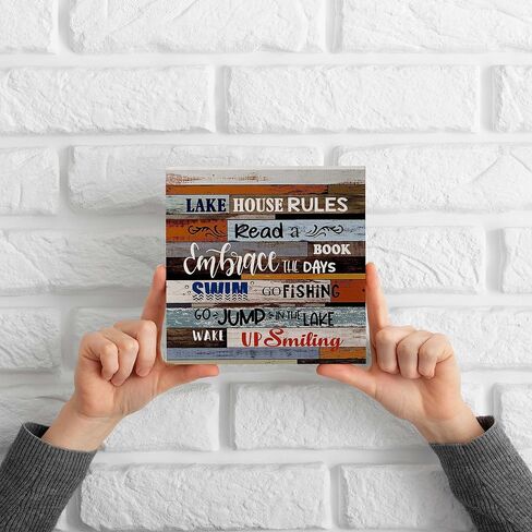 Lake Wooden Box Sign - Lake House Decor, Lake Life Decor, 5x5 Wooden Sign, Lake Themed Decor, Lake Life Gifts, Lake House Decor for the Home in Saudi Arabia