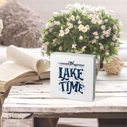 Lake Wooden Box Sign - Lake House Decor, Lake Life Decor, 5x5 Wooden Sign, Lake Themed Decor, Lake Life Gifts, Lake House Decor for the Home in Saudi Arabia