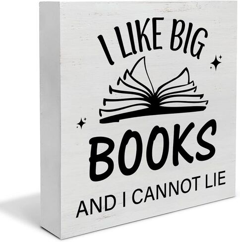 Book Lovers Quote Wood Box Sign Decor Desk Sign I Like Big Books and I Cannot Lie Wooden Box Block Sign Rustic Home Shelf Wall Decoration in Saudi Arabia