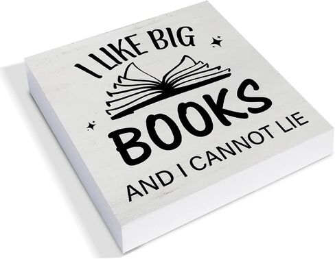 Book Lovers Quote Wood Box Sign Decor Desk Sign I Like Big Books and I Cannot Lie Wooden Box Block Sign Rustic Home Shelf Wall Decoration in Saudi Arabia