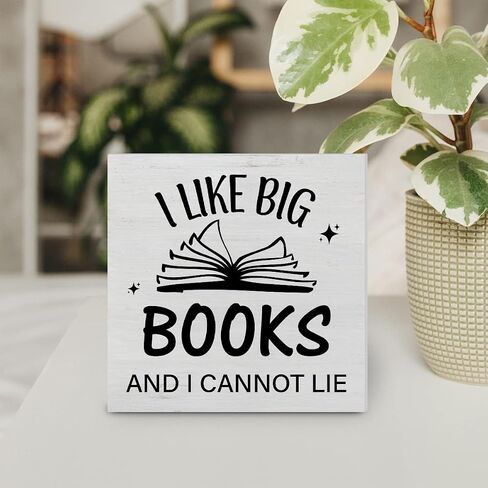 Book Lovers Quote Wood Box Sign Decor Desk Sign I Like Big Books and I Cannot Lie Wooden Box Block Sign Rustic Home Shelf Wall Decoration in Saudi Arabia