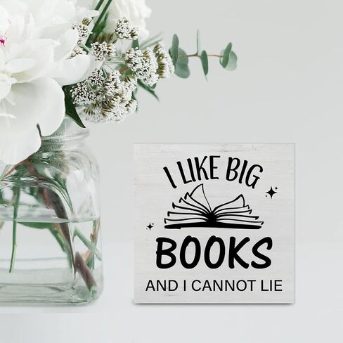 Book Lovers Quote Wood Box Sign Decor Desk Sign I Like Big Books and I Cannot Lie Wooden Box Block Sign Rustic Home Shelf Wall Decoration in Saudi Arabia