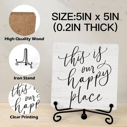 Inspirational Quotes Signs For Home Decor, This Is Our Happy Place Desk Decoration Wooden Sign, Motivational Plaque For Home Bedroom Shelf Table Decor, Gifts For Family Friend -A03 in Saudi Arabia