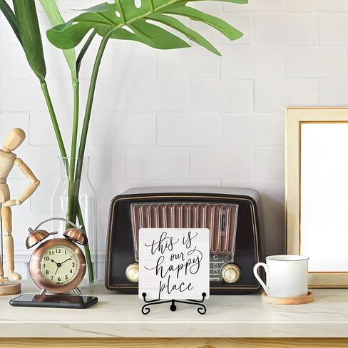 Inspirational Quotes Signs For Home Decor, This Is Our Happy Place Desk Decoration Wooden Sign, Motivational Plaque For Home Bedroom Shelf Table Decor, Gifts For Family Friend -A03 in Saudi Arabia