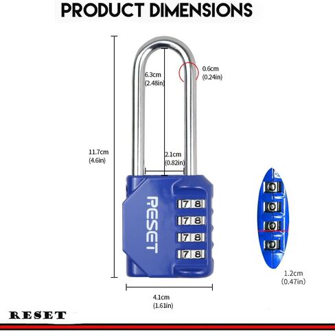 RESET-060 1 Pack 2.5" Combination Padlock - 4-Digit, Long Shackle, Pink - Ideal for Gym, School, Fence, Toolbox in Saudi Arabia