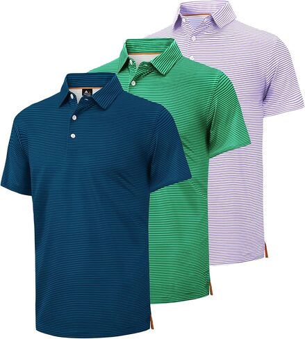 ZITY Men's Golf Polo Shirts Striped Moisture Wicking Performance Mens Polo Shirts Short Sleeve Golf Polo Shirts for Men in Kuwait