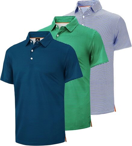 ZITY Men's Golf Polo Shirts Striped Moisture Wicking Performance Mens Polo Shirts Short Sleeve Golf Polo Shirts for Men in Kuwait
