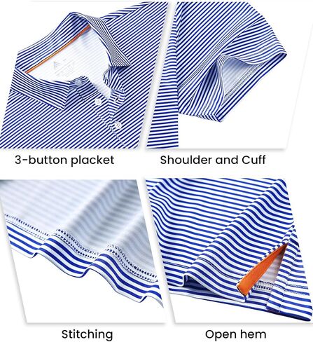ZITY Men's Golf Polo Shirts Striped Moisture Wicking Performance Mens Polo Shirts Short Sleeve Golf Polo Shirts for Men in Kuwait