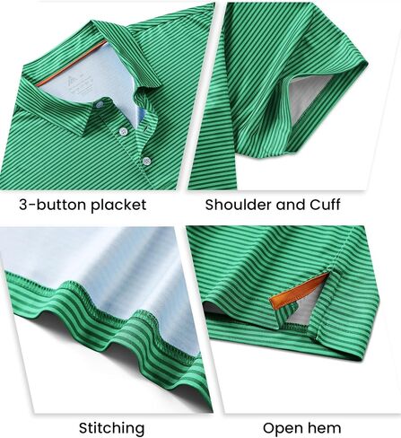 ZITY Men's Golf Polo Shirts Striped Moisture Wicking Performance Mens Polo Shirts Short Sleeve Golf Polo Shirts for Men in Kuwait