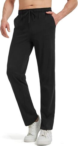 Zylioo 32 34 Inseam Mens Tall Sweatpants,Mens Sweatpants Open Bottom with Pockets,Casual Pants for Tall Men,Work,Runing Black in Saudi Arabia