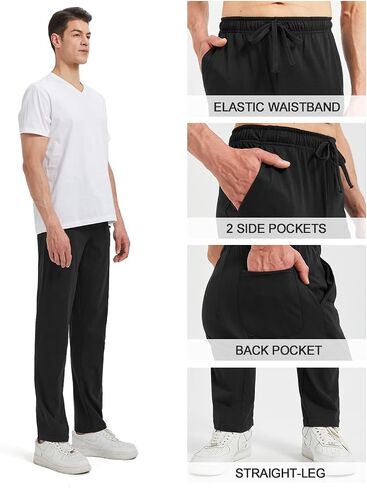 Zylioo 32 34 Inseam Mens Tall Sweatpants,Mens Sweatpants Open Bottom with Pockets,Casual Pants for Tall Men,Work,Runing Black in Saudi Arabia