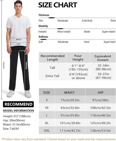 Zylioo 32 34 Inseam Mens Tall Sweatpants,Mens Sweatpants Open Bottom with Pockets,Casual Pants for Tall Men,Work,Runing Black in Saudi Arabia