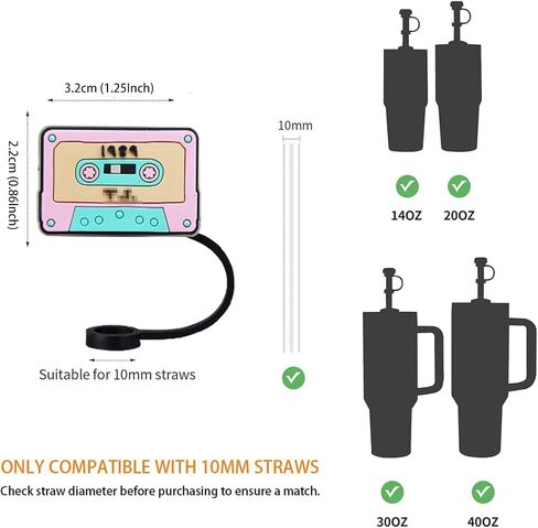 13Pcs Music Singer Straw Cover Cap 10mm/0.39Inch for Tumbler Cup 30&40 Oz, Music Singer Drinking Straw Topper Fit for Stanley in Saudi Arabia