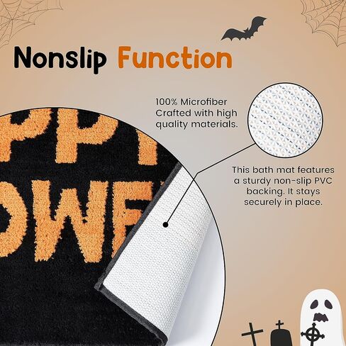 Halloween Bathroom Rug, Super Absorbent, Non-Slip PVC Backing, Fun Designs for Bath Shower Tub, Cute Bath Mat, Kitchen Mat Rug Machine Washable (Candy Skull) in Saudi Arabia
