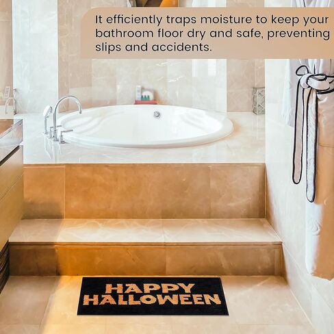 Halloween Bathroom Rug, Super Absorbent, Non-Slip PVC Backing, Fun Designs for Bath Shower Tub, Cute Bath Mat, Kitchen Mat Rug Machine Washable (Candy Skull) in Saudi Arabia