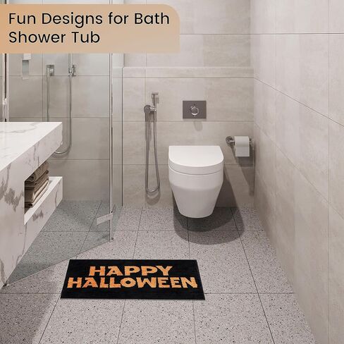 Halloween Bathroom Rug, Super Absorbent, Non-Slip PVC Backing, Fun Designs for Bath Shower Tub, Cute Bath Mat, Kitchen Mat Rug Machine Washable (Candy Skull) in Saudi Arabia