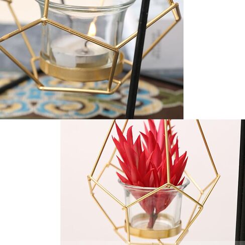 Geesatis شمعة حامل 1 قطعة حامل شموع ضوء الشاي ديكور الزفاف حاملات الشموع الهندسية ، حامل حامل حامل نبات الهواء in Kuwait