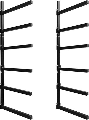 3-Tiered Collapsible Wall Mount Lumber Storage Metal Rack, 3-Level Foldable Heavy Duty Indoor Garage Wood organizer, Outdoor Adjustable Steel Multipurpose Workshop Shelf, Holds up to 330Lbs in Saudi Arabia