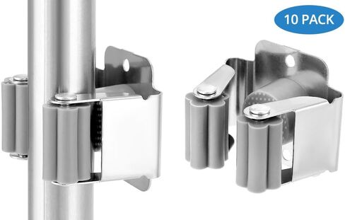QWORK Mop Broom Holder, 10 Piece Mop Holder Wall Mounted, Broom Grab Holder, for Bathroom Kitchen Office Closet Garden Garage in Saudi Arabia
