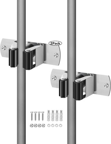 AceMining 2 Pack Broom and Mop Holder Wall Mounted, Garage Organizer Storage Tool Racks, Stainless Steel Heavy Duty Self Adhesive Solid Non-Slip Wall Hangers for Home Kitchen Garden in Saudi Arabia