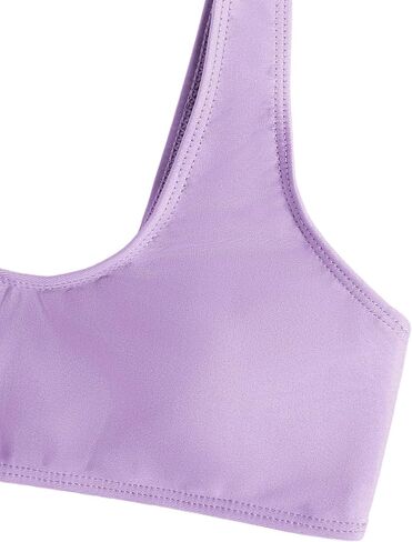 SOLY HUX Girl's 3 Piece Swimsuits Beach Sport Quick Dry Swimwear Bikini Bathing Suit with Shorts Plain Purple 150 in Saudi Arabia