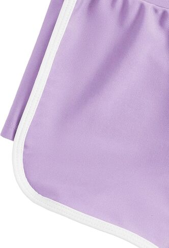 SOLY HUX Girl's 3 Piece Swimsuits Beach Sport Quick Dry Swimwear Bikini Bathing Suit with Shorts Plain Purple 150 in Saudi Arabia