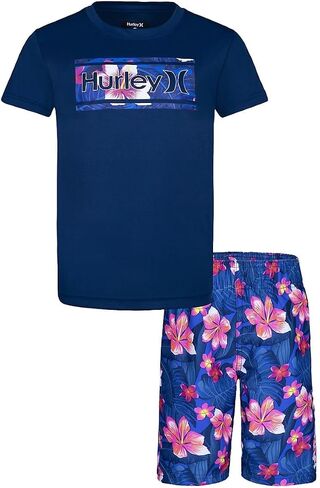 Hurley Boys Swim Suit 2-Piece Outfit UPF 50+, Signal Blue Hawaii, 7 in Saudi Arabia