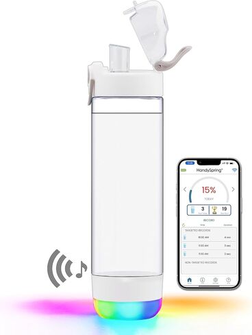 Smart Water Bottle with Reminder to Drink Water - Lights and Sound (switchable) Spout Hydrate Glow Bottle 26 oz, Track Your Sips, Smart Hydration Reminder clear water bottle (white) in Saudi Arabia