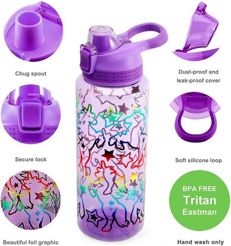 Home Tune Glitter Water Bottle with Chug Lid, BPA FREE Tritan & Leak Proof One Click Open Flip Top & Easy Clean & Soft Carry Handle, 30oz / 900ml (Alpaca) in Saudi Arabia