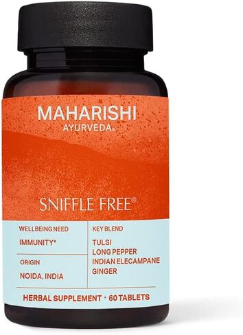 Maharishi Ayurveda Sniffle Free, Natural Relief for Clear Nasal Passages, Supports Resistance to Cold, Helps Drain The Sinuses, Promotes Lung Health, Non GMO & Gluten Free (60 Herbal Tablets) in Saudi Arabia