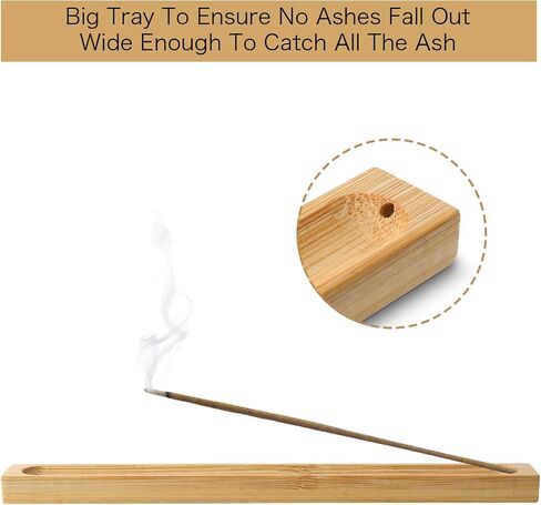2Pcs Bamboo Incense Holder for Sticks, Handmade Incense Burner with Ash Catcher, Wooden Incense Tray for Meditation Yoga Home Decor in Saudi Arabia