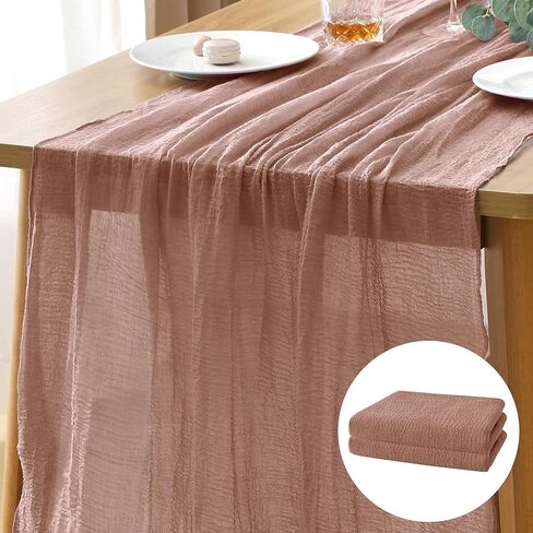 Cheesecloth Table Runner Blushing Pink 1Pcs Boho Gauze Table Runners 10FT Cheese Cloth Long Sheer Rustic Table Runner for Party Wedding Bridal Shower Decor in Saudi Arabia