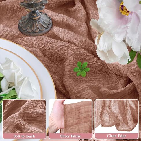 Cheesecloth Table Runner Blushing Pink 1Pcs Boho Gauze Table Runners 10FT Cheese Cloth Long Sheer Rustic Table Runner for Party Wedding Bridal Shower Decor in Saudi Arabia