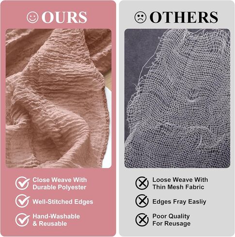 Cheesecloth Table Runner Blushing Pink 1Pcs Boho Gauze Table Runners 10FT Cheese Cloth Long Sheer Rustic Table Runner for Party Wedding Bridal Shower Decor in Saudi Arabia