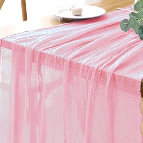 Cheesecloth Table Runner Blushing Pink 1Pcs Boho Gauze Table Runners 10FT Cheese Cloth Long Sheer Rustic Table Runner for Party Wedding Bridal Shower Decor in Saudi Arabia