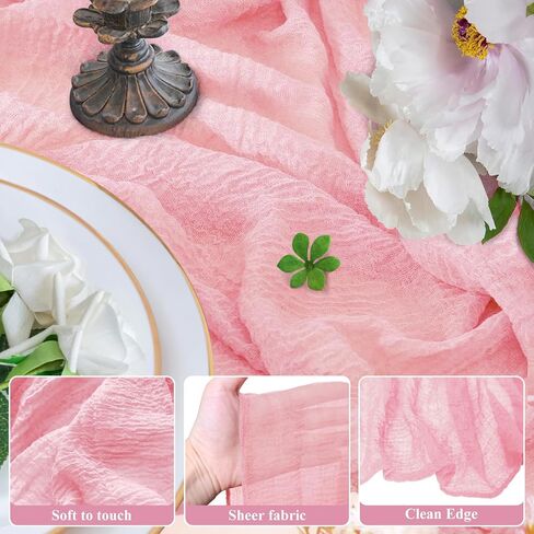 Cheesecloth Table Runner Blushing Pink 1Pcs Boho Gauze Table Runners 10FT Cheese Cloth Long Sheer Rustic Table Runner for Party Wedding Bridal Shower Decor in Saudi Arabia