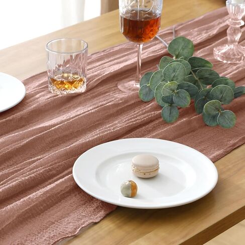 Cheesecloth Table Runner Blushing Pink 1Pcs Boho Gauze Table Runners 10FT Cheese Cloth Long Sheer Rustic Table Runner for Party Wedding Bridal Shower Decor in Saudi Arabia