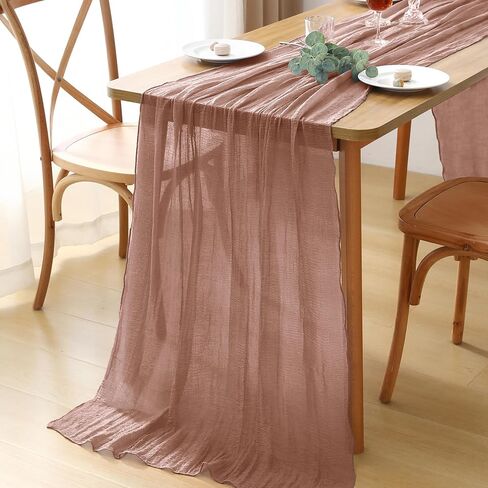 Cheesecloth Table Runner Blushing Pink 1Pcs Boho Gauze Table Runners 10FT Cheese Cloth Long Sheer Rustic Table Runner for Party Wedding Bridal Shower Decor in Saudi Arabia