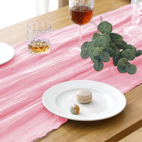 Cheesecloth Table Runner Blushing Pink 1Pcs Boho Gauze Table Runners 10FT Cheese Cloth Long Sheer Rustic Table Runner for Party Wedding Bridal Shower Decor in Saudi Arabia
