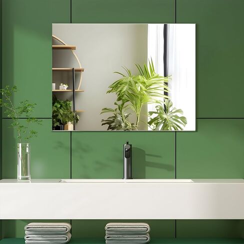 DONGFANG Frameless Mirror, Rectangle Bathroom Mirror for Wall 18'' x 24'', Upgraded Shatter-Proof Mirror for Over Sink, Bathroom Vanity, Entryway, Living Room, Gym (Hanging Horizontal or Vertical) in Saudi Arabia