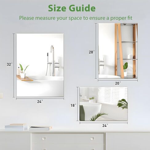 DONGFANG Frameless Mirror, Rectangle Bathroom Mirror for Wall 18'' x 24'', Upgraded Shatter-Proof Mirror for Over Sink, Bathroom Vanity, Entryway, Living Room, Gym (Hanging Horizontal or Vertical) in Saudi Arabia