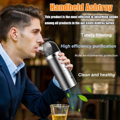 منفضة سجائر محمولة 2 في 1 متعددة الوظائف بدون دخان، منفضة سجائر USB قابلة لإعادة الشحن، منفضة سجائر إلكترونية مناسبة للمكتب المنزلي (أبيض) in Kuwait